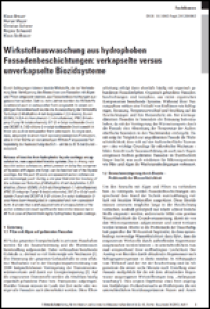 Wirkstoffauswaschung aus hydrophoben Fassadenbeschichtungen: verkapselte versus unverkapselte Biozidsysteme