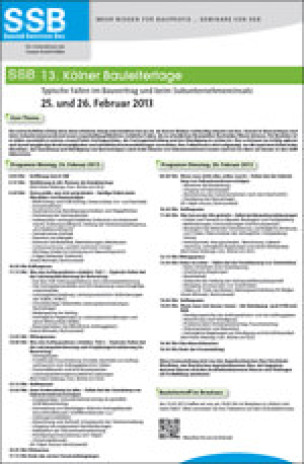 Agenda mit Anmeldeformular für die Kölner Bauleitertage am 25. und 26. Februar 2013
