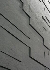 Dreidimensionale Wandgestaltung mit Schieferriemchen für innen und außen