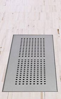 Begehbarer, flächenbündiger  Bodenquellluftdurchlass mit kleinteiliger Zuschnittsmöglichkeit