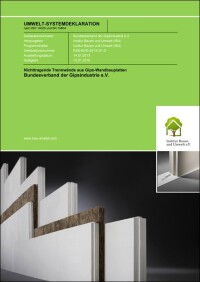 Erste Umwelt-Systemdeklarationen (ESD) von der Gipsindustrie für Innenwände