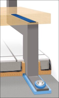 Fuchs-Treppen reduziert mit Sylomer-Wandankern und -Sockel&shy;elementen Trittschall