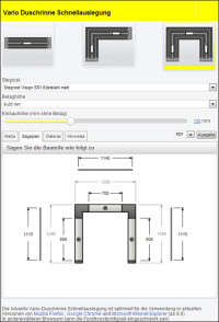 Web-App für Viegas Duschrinne „Advantix Vario“ incl. Stückliste und Montagehinweise