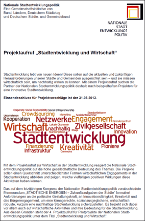 Projektaufruf „Stadtentwicklung und Wirtschaft“ der Nationalen Stadtentwicklungspolitik