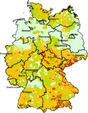 Radonkonzentration in der Bodenluft in 1 m Tiefe