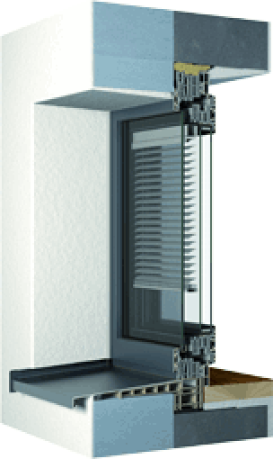 Schnitt: multifunktionales Aluminium-Verbundfenster FIN-Project Twin-line Nova von Finstral