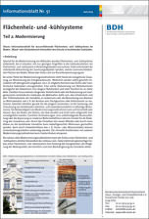 BDH-Infoblatt Nr. 51: Flächenheiz- und -kühlsysteme, Teil 2: Modernisierung