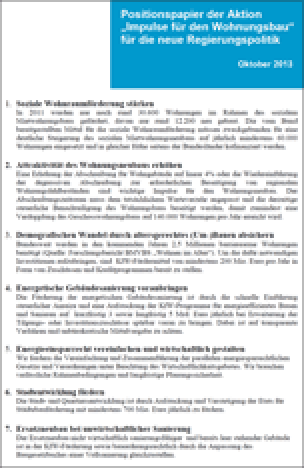 Positionspapier der Aktion „Impulse für den Wohnungsbau“ für die neue Regierungspolitik