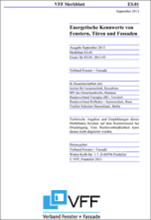 VFF-Merkblatt ES.01 zu energetischen Kennwerten im Fenster-, Türen- und Fassadenbau