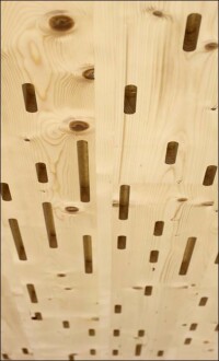 Tragende Deckenelemente mit dynamischer Akustikuntersicht neu von Lignatur