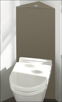 Neue Glas-Dekor-Farben für das Missel Kompakt-Spülrohr als Blickfang im kleinen Bad