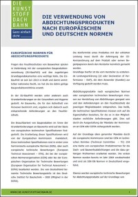 DUD-Fachinformation zur normgerechten Verwendung von Abdichtungsprodukten