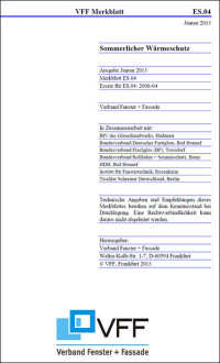 ES.04: VFF hat Merkblatt zum sommerlichen Wärmeschutz überarbeitet