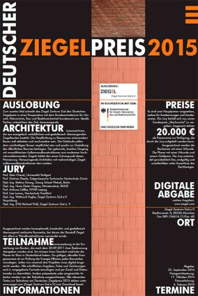 Deutscher Ziegelpreis 2015: 2 Hauptpreise, 3 Sonderpreise und 8 Anerkennungen