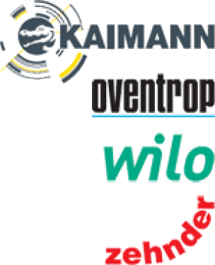 Logos von Kaimann, Oventrop, Wilo und Zehnder