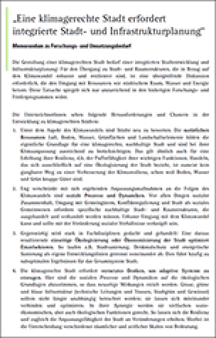 Memorandum „Klimagerechte Stadt“