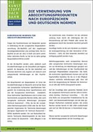 Verwendung von Abdichtungsprodukten nach dem deutschen und europäischen Normenwerk