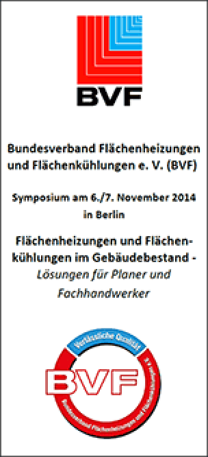 Flyer BVF-Fachsymposium „Flächenheizungen und -kühlungen im Gebäudebestand“ am 6.+7.11.2014