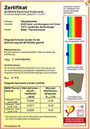 Passivhauszertifikat für Fassadenanker „BWM-Thermokonsole“