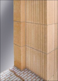 Neuer, mit Perlit verfüllter Poroton-T7-P mit Details für wärmebrückenoptimierte Wände