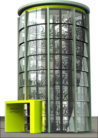 Smartes Fahrrad-Parkhaus verstaut bis zu 128 Fahrräder auf kleinem Raum automatisch