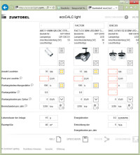 ecoCALC light von Zumtobel vergleicht Lichtlösungen online