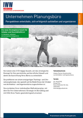 „Unternehmen Planungsbüro“: Strategiewerkstatt für Inhaber und Geschäftsführer