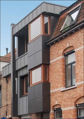 Zwei Beispiele aus Brügge für Walzblei als Fassadenwerkstoff