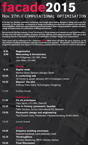 „façade 2015“ widmet sich am 27.11.2015 in Detmold der Bedeutung digitaler Werkzeuge