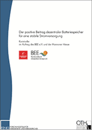 Studie: Positiver Beitrag dezentraler Batteriespeicher für eine stabile Stromerzeuguzng