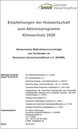 Empfehlungen der Holzwirtschaft zum Aktionsprogramm Klimaschutz 2020