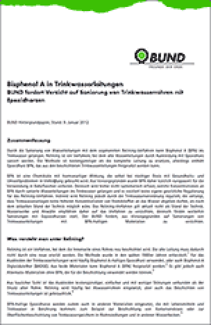 BUND-Hintergrund „Bisphenol A in Trinkwasserleitungen“