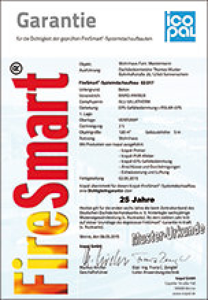 Garantie FireSmart-Systemdachaufbauten