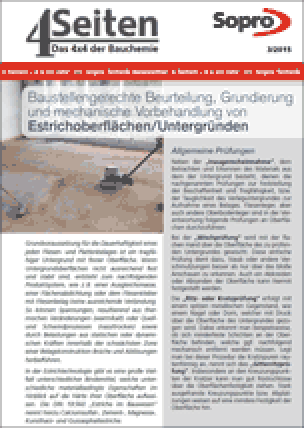 „Baustellengerechte Beurteilung, Grundierung und mechanische Vorbehandlung von Estrichoberflächen/Untergründen“