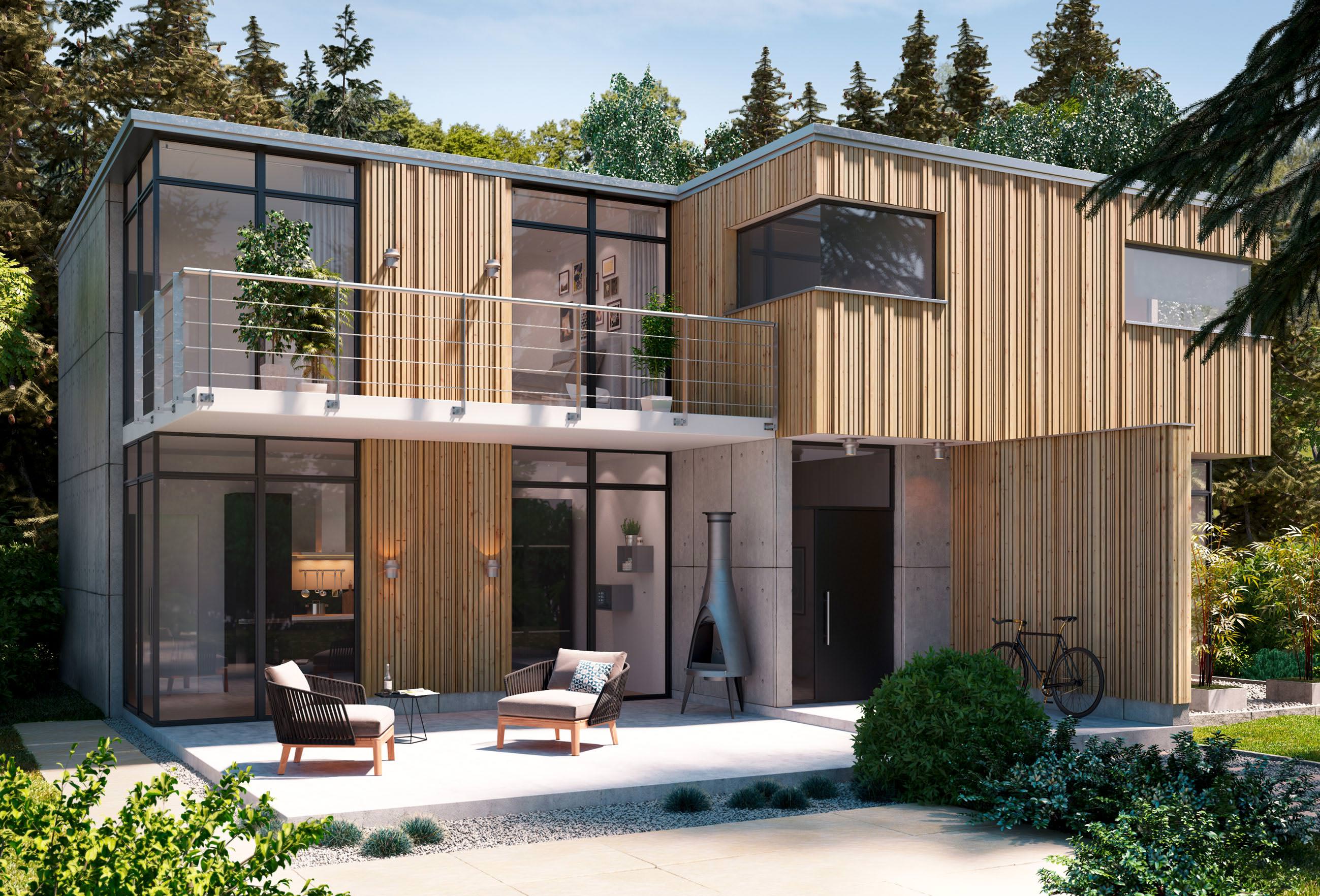 R3D: Holzfassaden mit Vollholzprofilen in 3D-Optik für prägnante Unikate