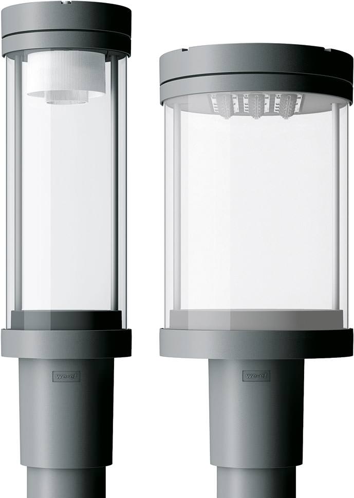 Neue Mastaufsatzleuchten von WE-EF mit symmetrischer und asymmetrischer