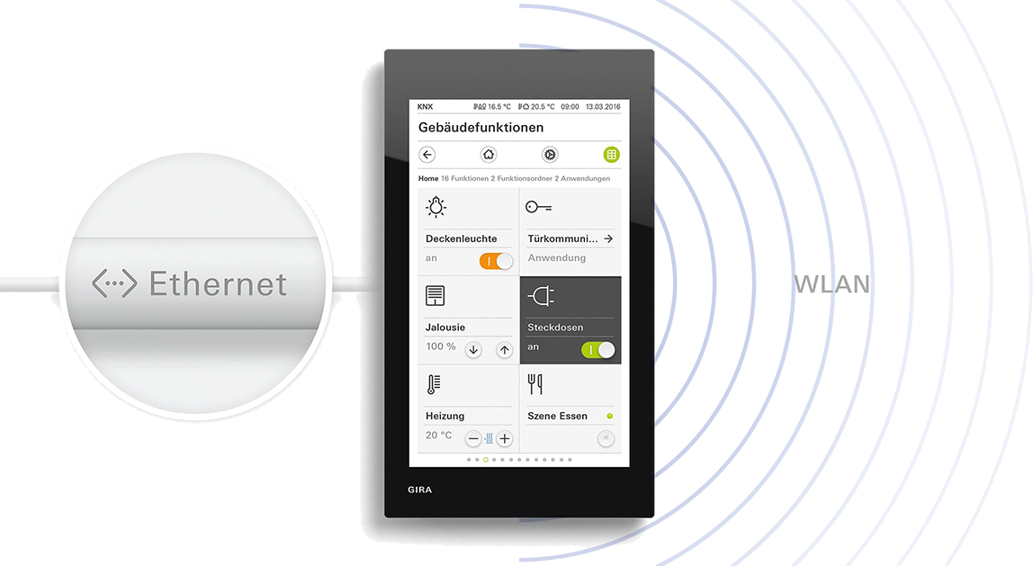 Multitouch-Display „Gira G1“ mit WLAN