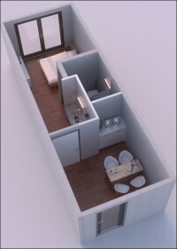 Vorgefertigter hebelHALLE Cubus aus Porenbeton als Alternative zu Wohncontainern aus Stahl