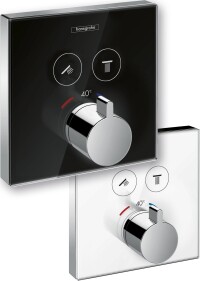 Hansgrohe legt ShowerSelect Dusch-Thermostate unter Putz und veredelt sie mit Glas