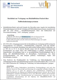 Merkblatt zur Verlegung von Holzfußböden und Parkett auf Fußbodenheizungen