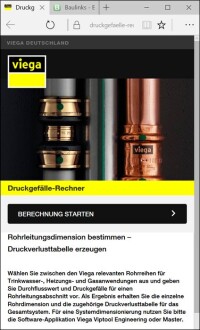 Druckgefälle-Rechner von Viega für Rohrnetzauslegungen online auf der Baustelle
