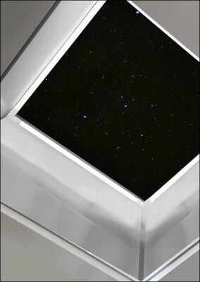 Ausgezeichnetes Flachdachfenster mit LED-Lichtleisten und Reflektorschicht am Aufsatzkranz