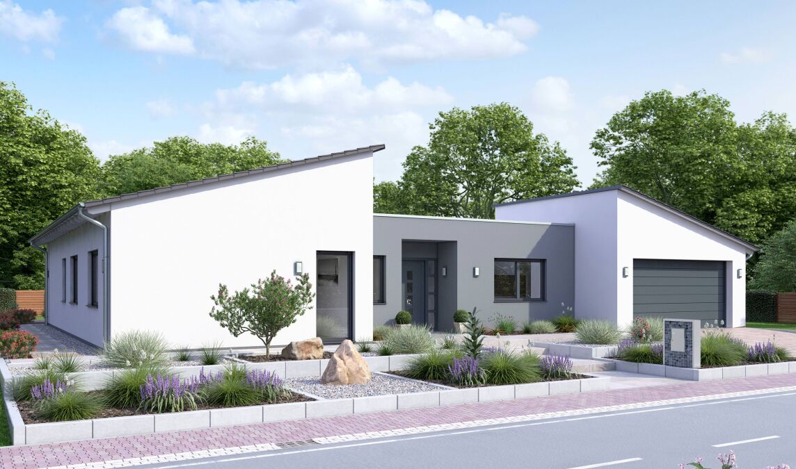 Bungalows I 170: 165 m² mit einem flachgedeckten Mittelteil für 110.000 Euro