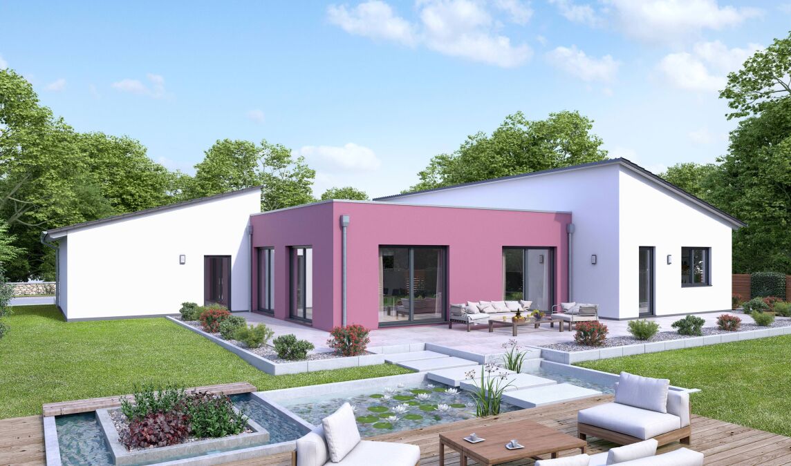 Bungalows I 170: 165 m² mit einem flachgedeckten Mittelteil für 110.000 Euro