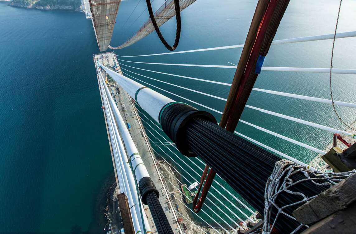 Bau der Yavuz-Sultan-Selim-Brücke, Istanbul (TR) 2016, Michel Virlogeux, Jean-François Klein (Foto © ICA)