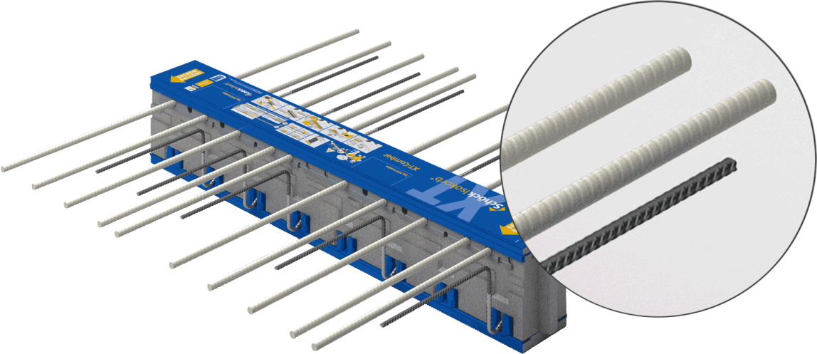 Isokorb XT-Combar mit Zugstäben aus dem Glasfaserverbundwerkstoff Combar