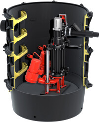 Neue Pumpstationen für Schwarz-, Grau- und Regenwasser zur Nassaufstellung von Kessel