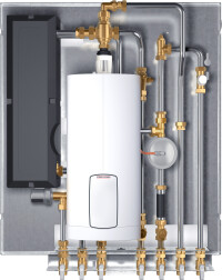 Wohnungsstation mit integriertem Durchlauferhitzer? Stiebel Eltron reduziert Druckverluste per Bypass