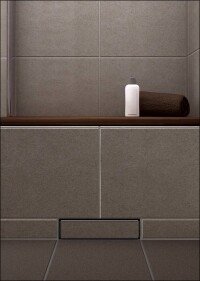 Lux Elements kombiniert Sitzbank für den Duschbereich mit Wandablauf