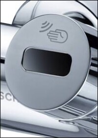 Vitus E, die neue elektronische, infrarotgesteuerte Aufputz-Waschtischarmatur von Schell